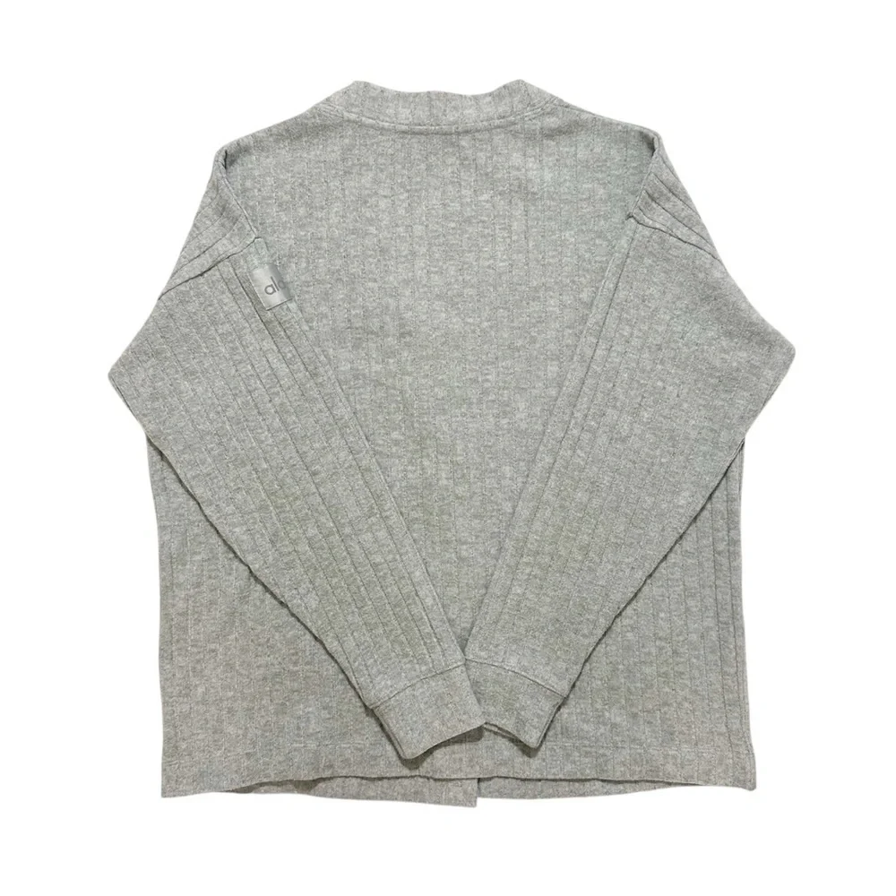 ALO Yoga Ribbed Take Comfort Cardigan - Athletic Heather Grey SZ XS